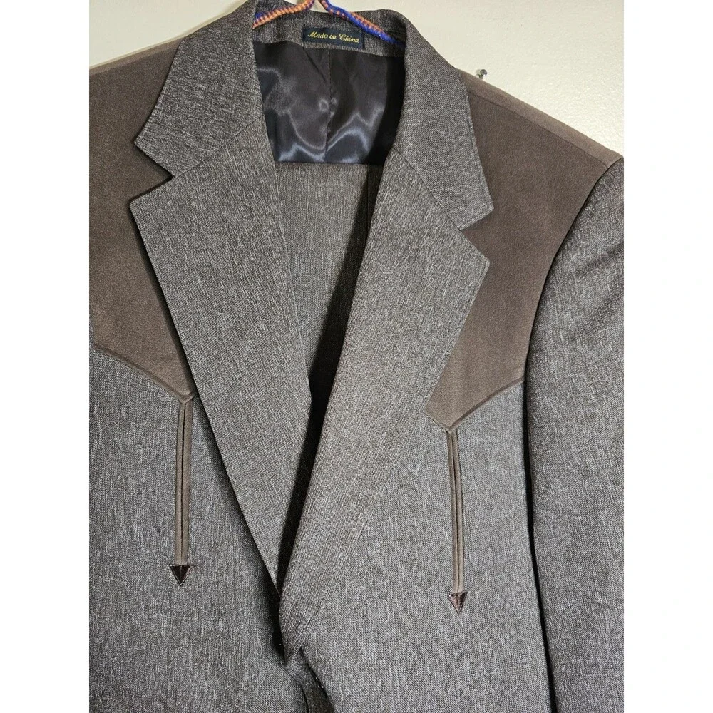 Circle S Western Suit Mens 40 Short 35x30 Brown Tweed Boise Cowboy Rockabilly